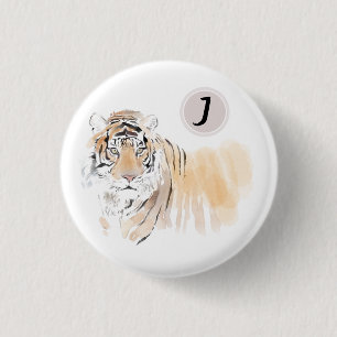 Original Tiger Watercolor Chinese Zodiac Birthday  3 Cm Round Badge