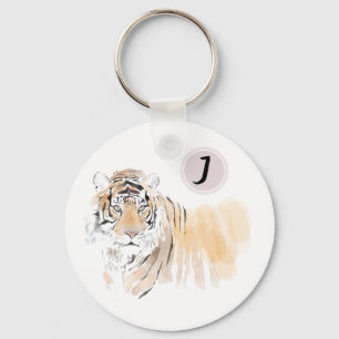 Original Tiger Watercolor Chinese Zodiac Birthday Key Ring
