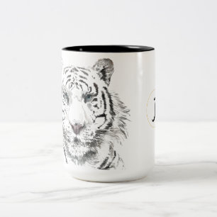 Original Tiger Watercolor Chinese Zodiac Monogram Two-Tone Coffee Mug