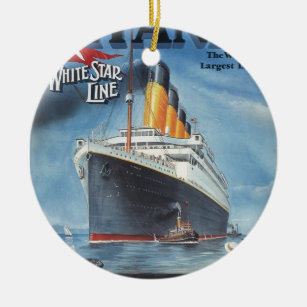 Original titanic vintage poster 1912 ceramic tree decoration