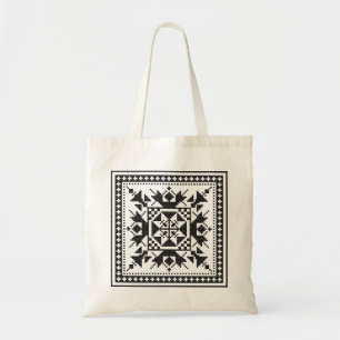 Original traditional ethnic Black cross-stitch Tote Bag