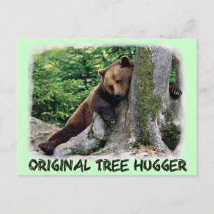 Original Tree Hugger Brown Bear Postcard