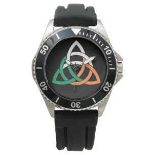 Original Triquetra circle celtic knot Ireland Flag Watch