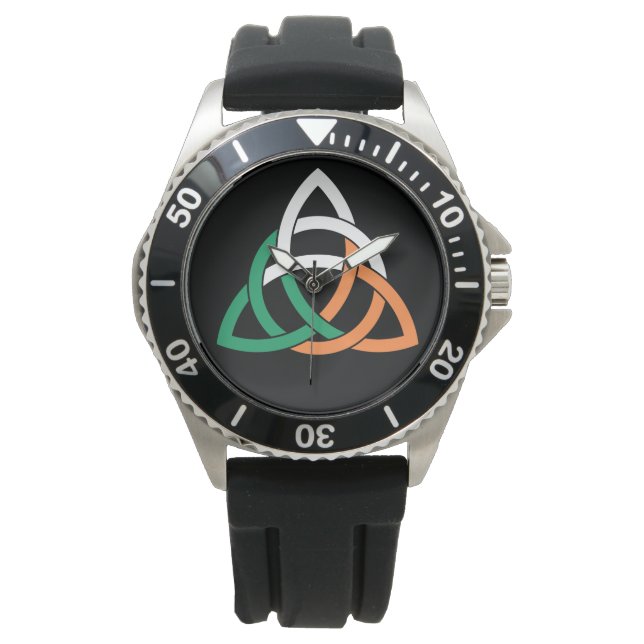 Original Triquetra circle celtic knot Ireland Flag Watch (Front)