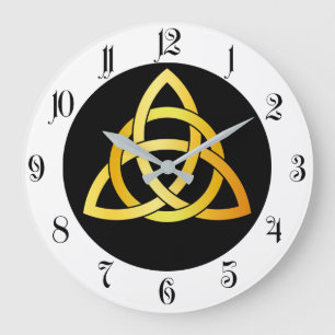 Original Triquetra circle celtic knot Ireland gold Large Clock