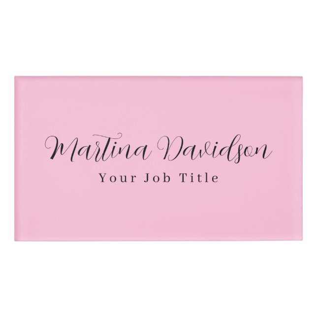 Original Unique Pink Creative Handwriting Name Tag (Front)