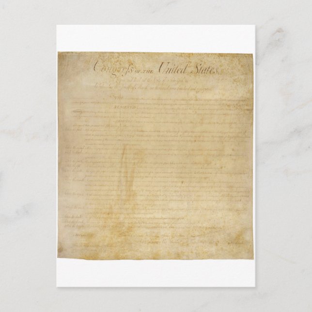 Original United States Constitution Bill of Rights Postcard (Front)