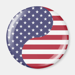 Original USA patriotic Ying Yang Symbol Magnet