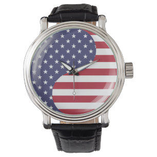 Original USA patriotic Ying Yang Symbol Watch