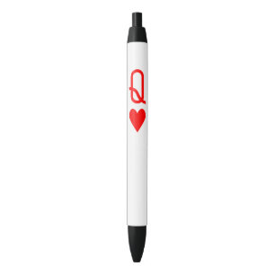 Original Valentine's Day Queen of hearts symbol Black Ink Pen