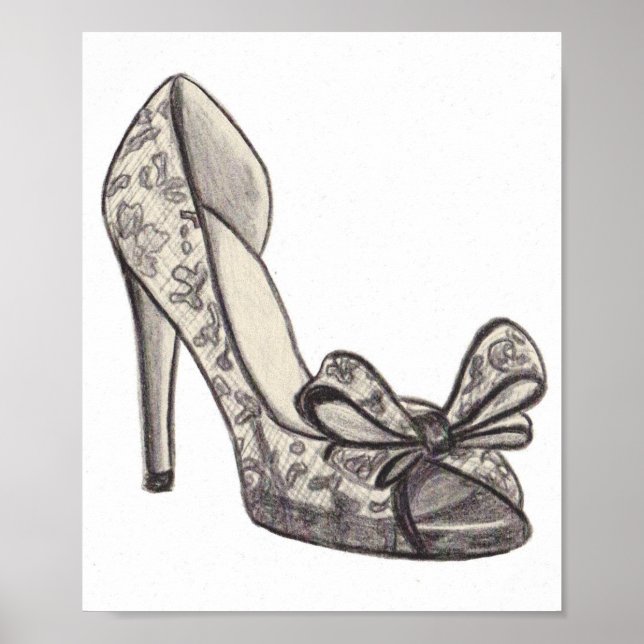 Original Valentino Shoe Fashion Illustration Poster (Front)