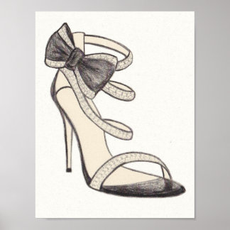 Original Valentino Shoe Fashion Illustration Poster