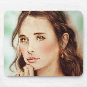 Original vintage art mousepad - Lady of Spring