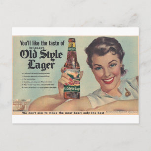 Original vintage Heilman's beer, Old style lager! Postcard