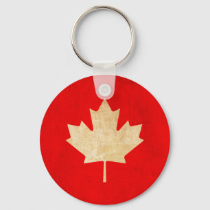 Original Vintage Patriotic canadian red leaf Key Ring