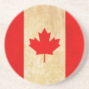 Original Vintage Patriotic National Flag of CANADA Coaster