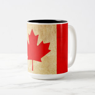 Original Vintage Patriotic National Flag of CANADA Two-Tone Coffee Mug