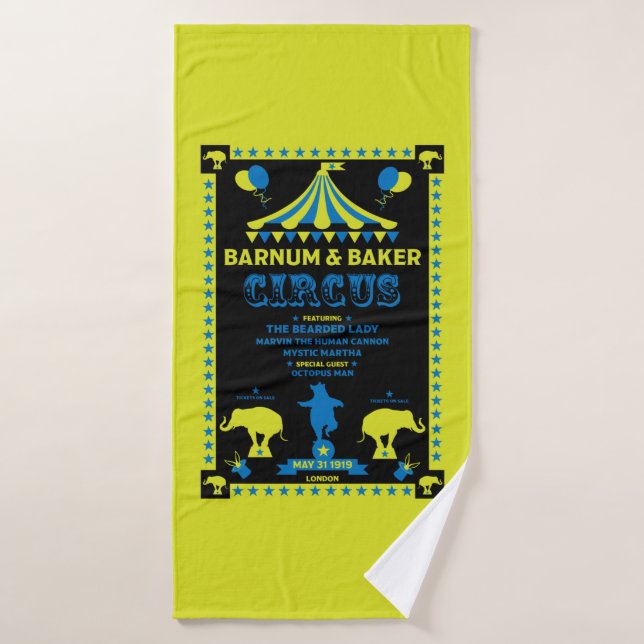 Original Vintages Inspired Circus Art  Bath Towel (Bath Towel)