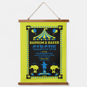 Original Vintages Inspired Circus Art   Hanging Tapestry