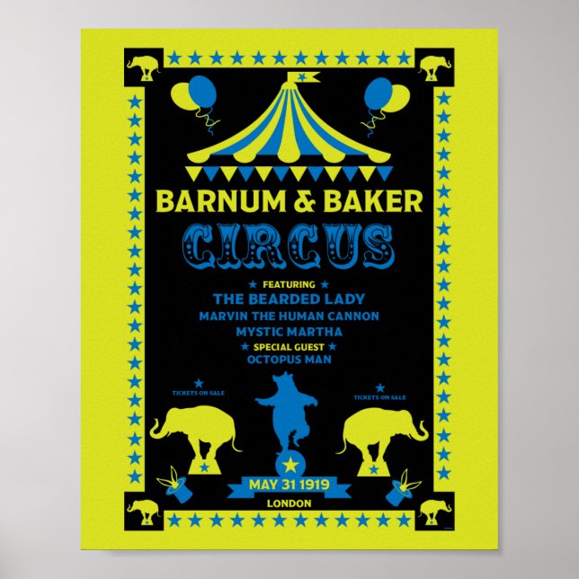 Original Vintages Inspired Circus Art Poster (Front)
