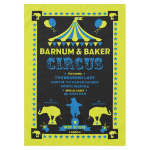 Original Vintages Inspired Circus Art  Tablecloth