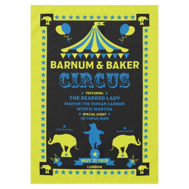 Original Vintages Inspired Circus Art  Tablecloth (Front)