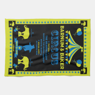 Original Vintages Inspired Circus Art Tea Towel