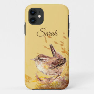 Original Watercolor Bird Cute House Wren  Custom iPhone 11 Case