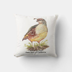 Original Watercolor California Quail State Bird Cushion