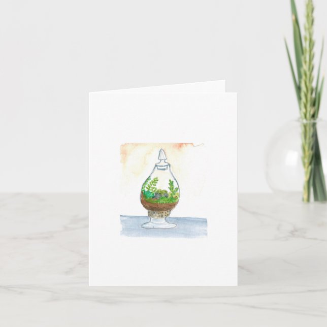 Original Watercolor - Candy jar Terrarium - Blank Card (Front)
