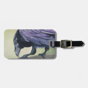 Original Watercolor Crow Raven Painting Luggage Tag