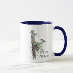 Original watercolor Cute Pygmy Nuthatch Birds Mug