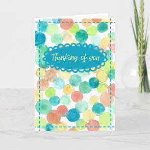 Original Watercolor Dots “Thinking of You" Card