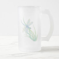 Original Watercolor Dragonfly in Blue and Green