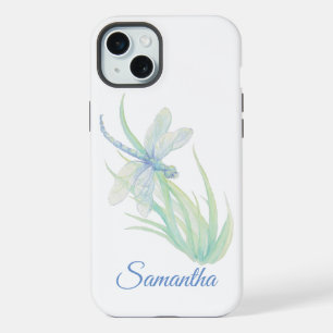 Original Watercolor Dragonfly in Blue and Green iPhone 15 Plus Case