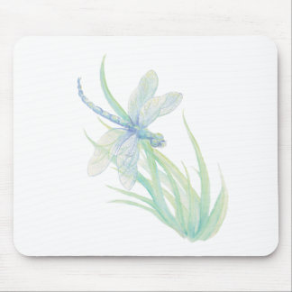Original Watercolor Dragonfly in Blue and Green Mouse Mat