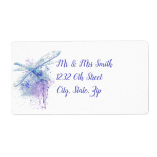 Original Watercolor Dragonfly in Blue & Mauve