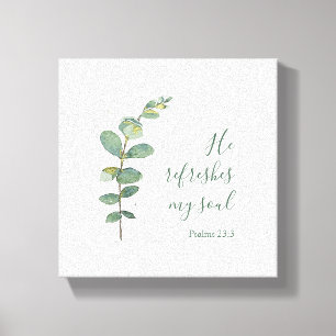 Original Watercolor Eucalyptus Bible Scripture Canvas Print