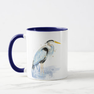 Original watercolor Great Blue Heron Bird Mug