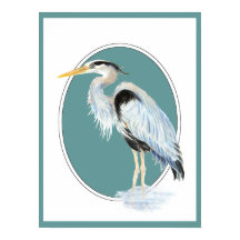 Original Watercolor Great Blue Heron Bird