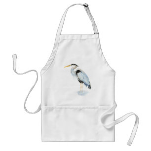 Original watercolor Great Blue Heron Bird Standard Apron