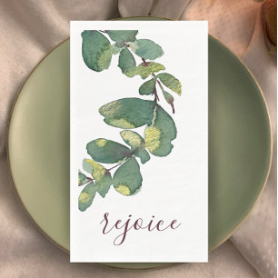 Original Watercolor Greenery Custom Christmas Napkin