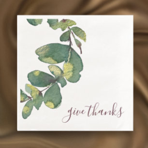 Original Watercolor Greenery Custom Thanksgiving Napkin