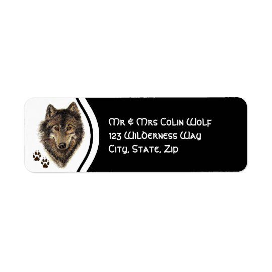 Original Watercolor Grey Grey Wolf Animal Return Address Label