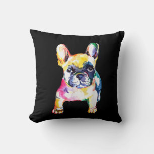 Original Watercolor Hand French Bulldog Gift Cushion