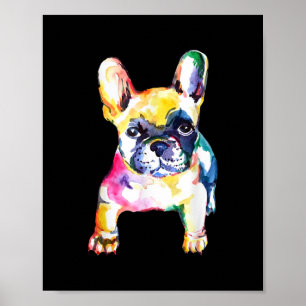 Original Watercolor Hand French Bulldog Gift Poster