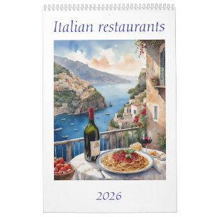 Original Watercolor Italian Restaurant 2026 Calendar