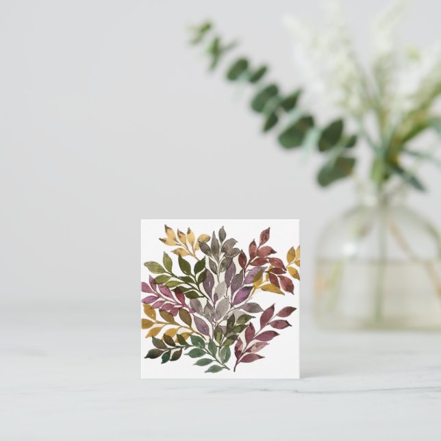 Original Watercolor Leaves Card (Standing Front)