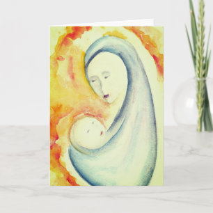 Original Watercolor Madonna and Child Blank Thank You Card