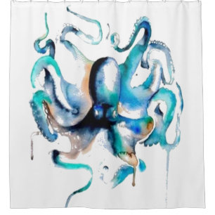 Original Watercolor Octopus Shower Curtain